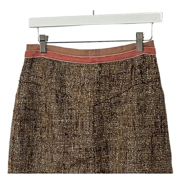 MARC JACOBS WOMENS SIZE 4 TWEED MID-LENGTH LINED SKIRT BROWN - Picture 4 of 13